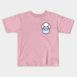 Kawaii Poodle Puppy in Pocket Cute Peeking Dog Kids T-Shirt